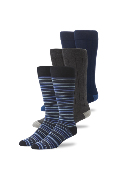 3-Pack SILVER Extended Crew Dress Sock