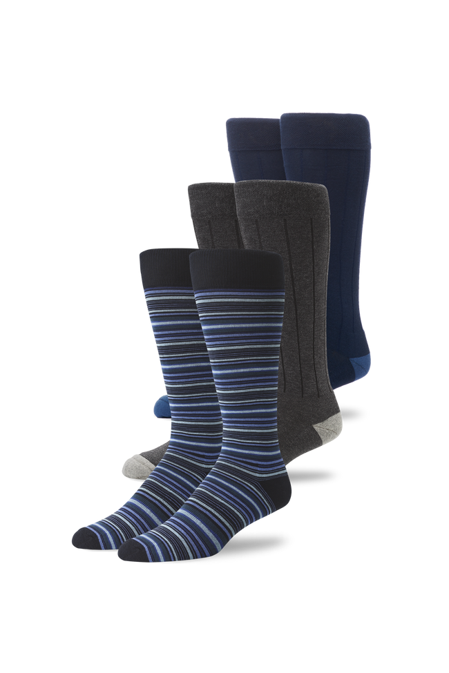 3-Pack SILVER Extended Crew Dress Sock