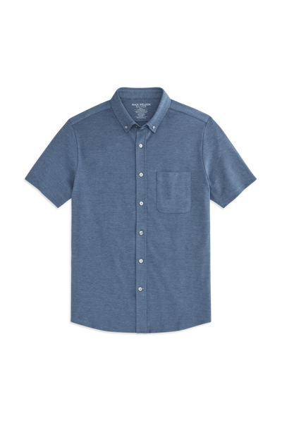 SILVER Pique Short Sleeve Button Up