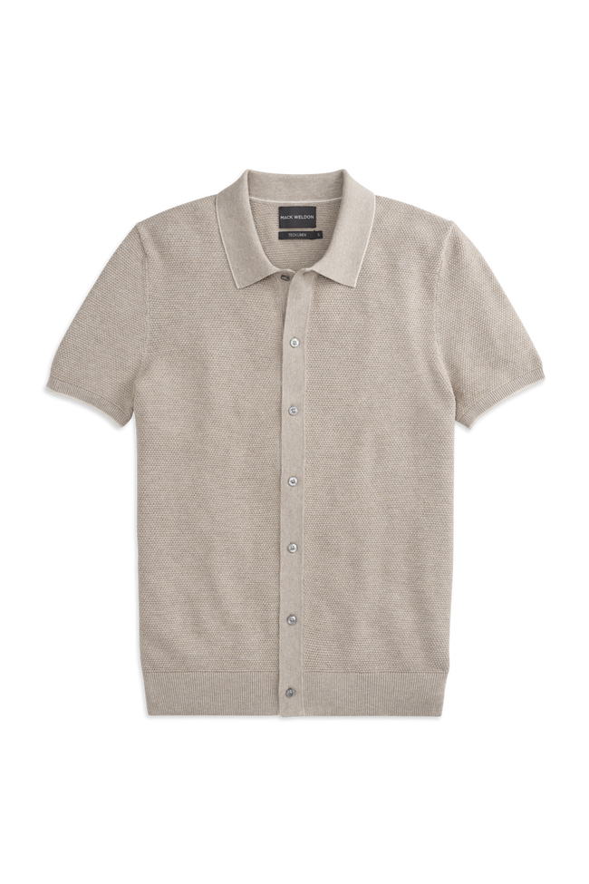 Tech Linen Button Up Sweater Polo