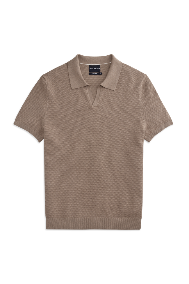 Tech Linen Johnny Collar Sweater Polo