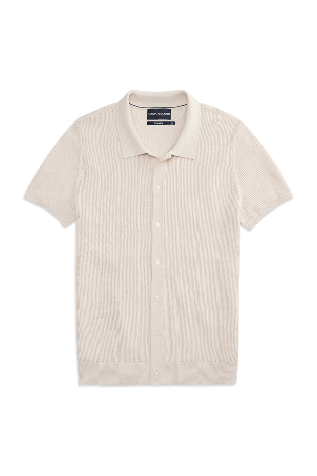 Tech Linen Button Up Sweater Polo