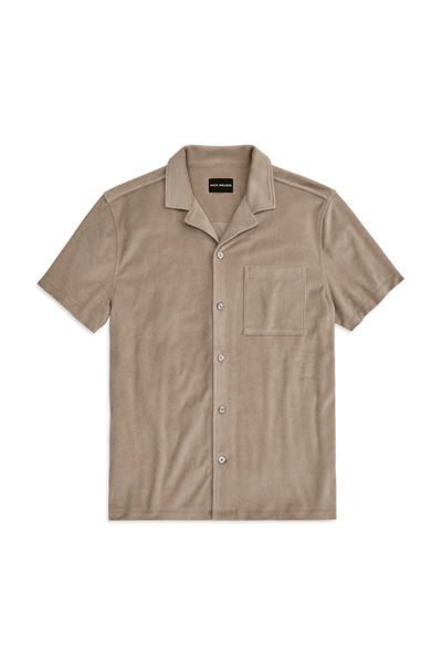 Terry Cloth Short Sleeve Button Up