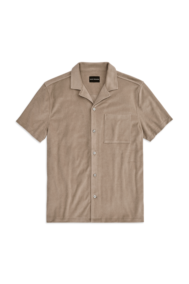 Terry Cloth Short Sleeve Button Up