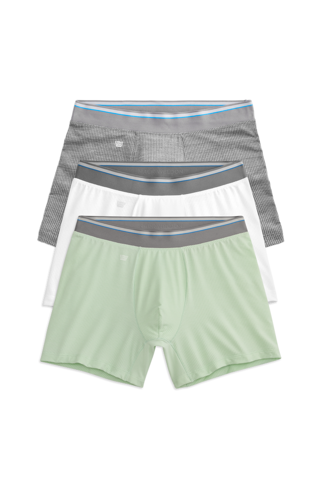 Front view of 3 pack Airknitx Boxer brief in Morning Mist