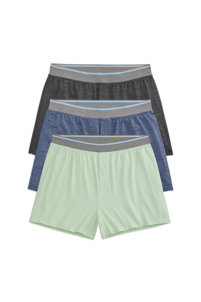 Front view of 3 pack Airknitx Knit Boxer in Twilight Fog
