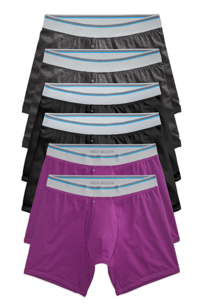 Front view of 6-pack 18-Hour Jersey Boxer Brief in Night Garden