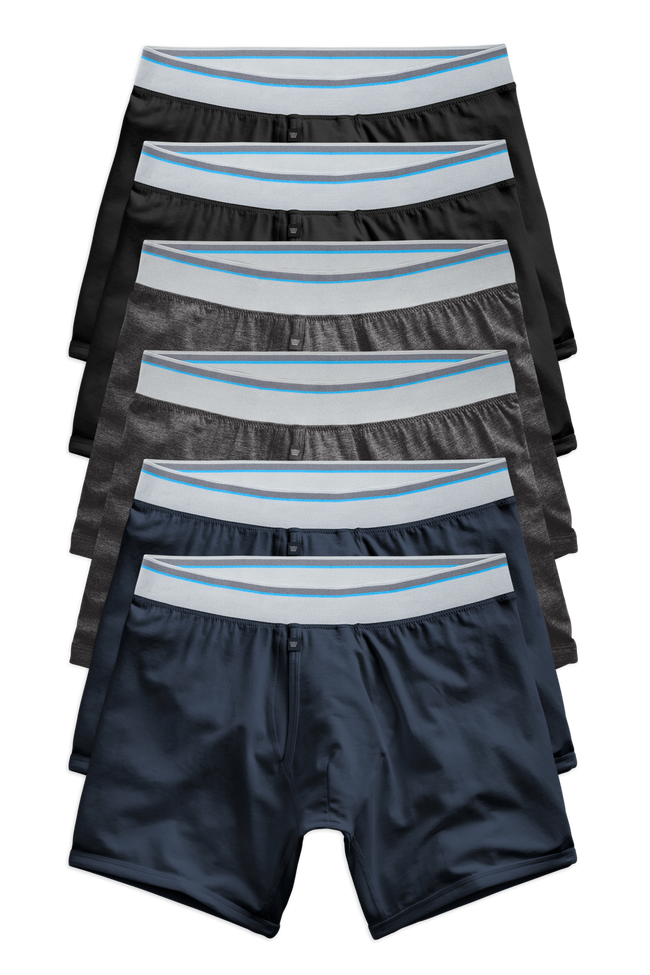Front view of 6-pack 18-Hour Jersey Boxer Brief in The Classics