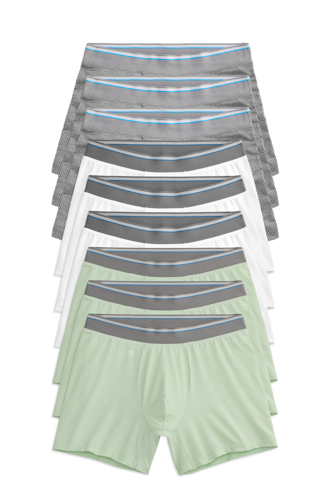 Front view of 9 pack Airknitx Boxer Brief in Morning Mist