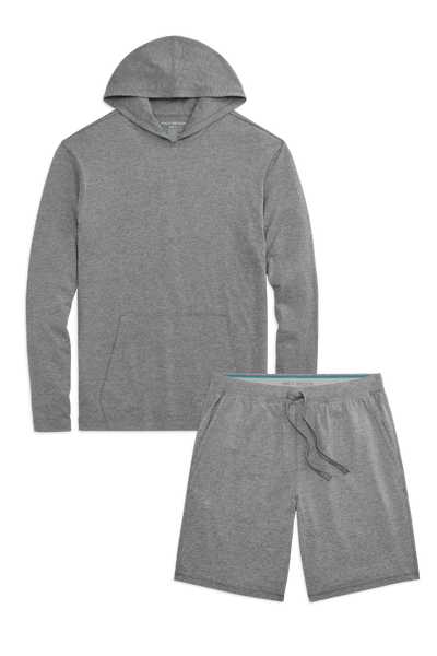 Front view of 18 Hour Jersey Lounge Set in Grey Heather