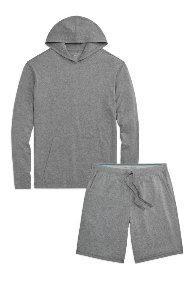 Front view of 18 Hour Jersey Lounge Set in Grey Heather