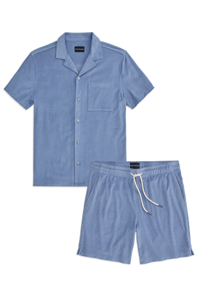 Front view of Terry Cloth Shirt / Shorts Set in Desert Spring