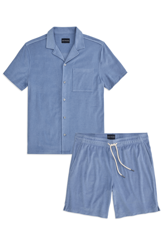 Front view of Terry Cloth Shirt / Shorts Set in Desert Spring