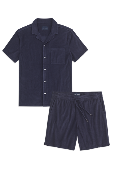 Terry Cloth Button Up + Shorts Set