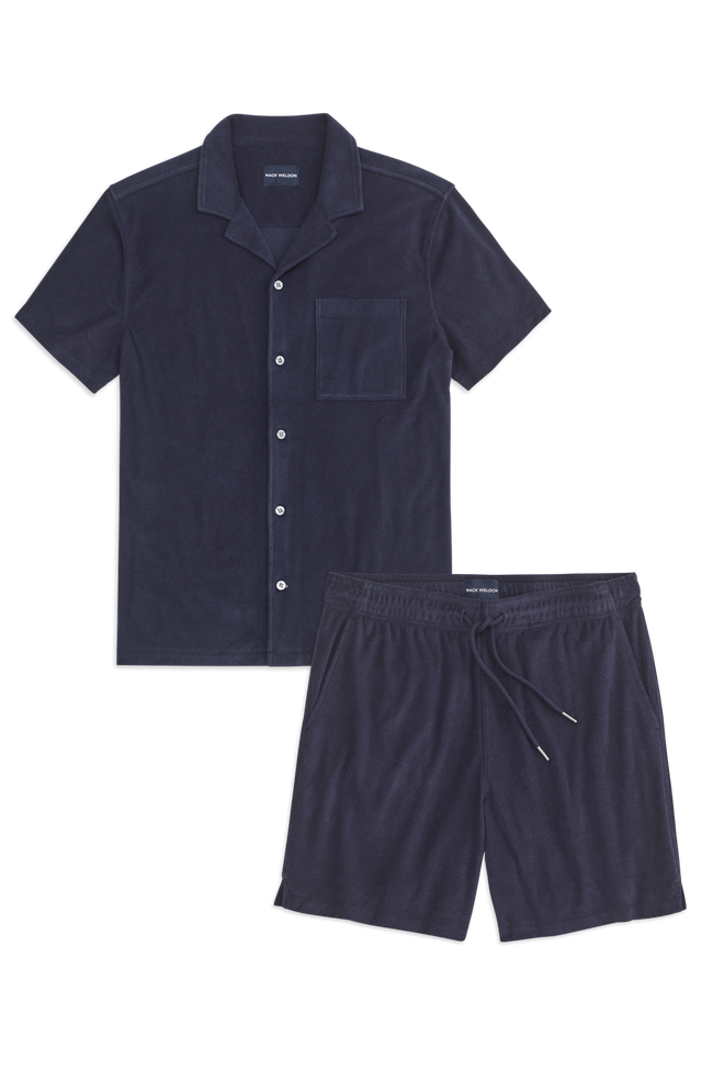 Terry Cloth Button Up + Shorts Set