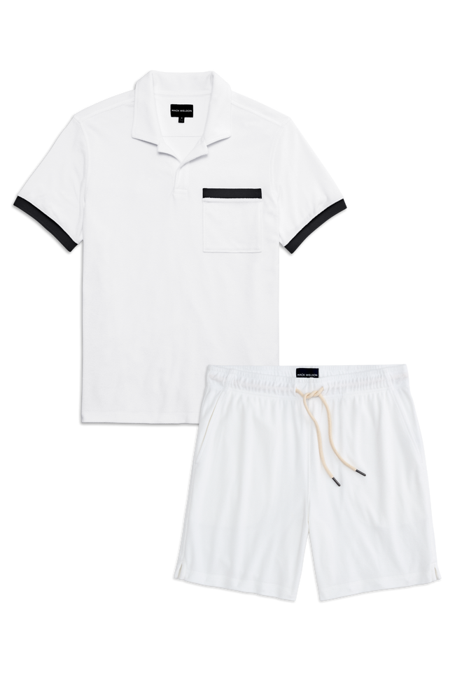 Terry Cloth Polo + Shorts Set