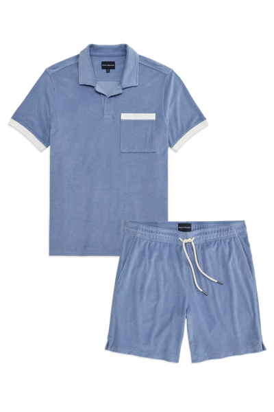 Front view of Terry Cloth Polo + Shorts Set  in Desert Spring