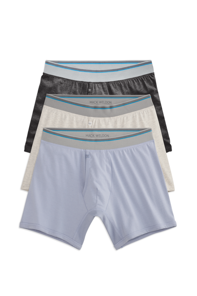 Front view of 3-Pack 18-Hour Jersey Boxer Briefs in High Tide