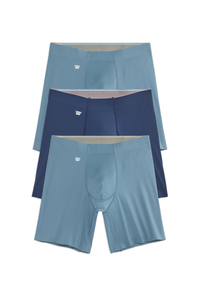 Front view of 3-Pack Stealth Pro Boxer Briefs in Blue & Navy