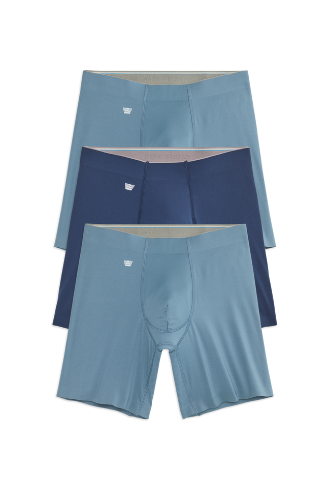 Front view of 3-Pack Stealth Pro Boxer Briefs in Blue & Navy