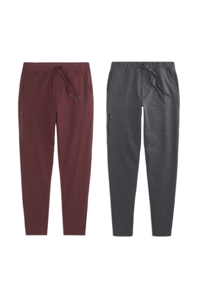 Front view of 2 pack Ace Sweatpant in Deep Maroon / Charcoal Heather