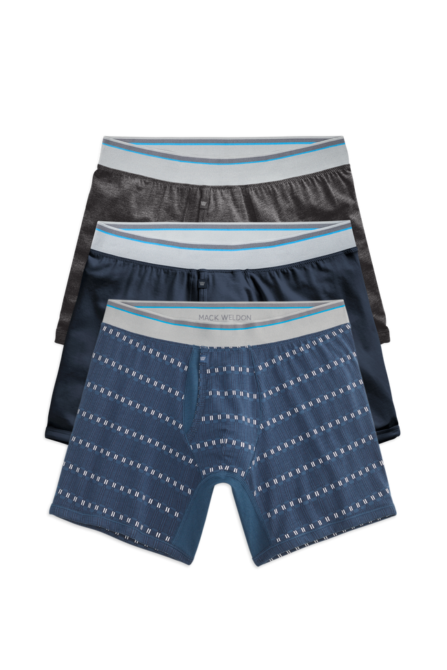 Front view of 3-pack 18-Hour Jersey Boxer Brief in Stormy Night