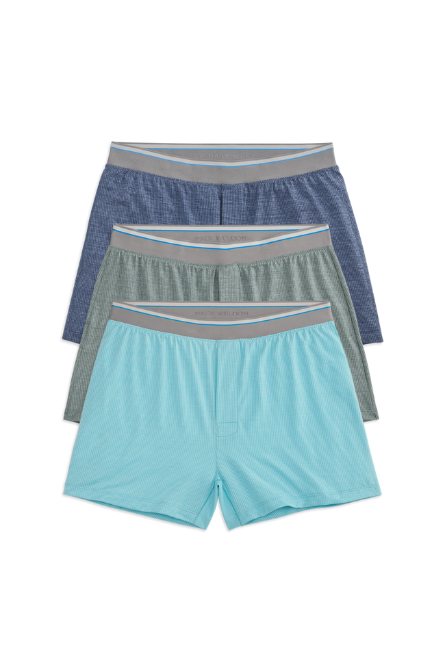 Front view of 3 pack Airknitx Knit Boxers in Morning Phase