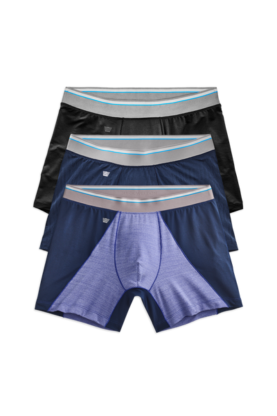 Front view of 3-pack Airknitx Boxer Brief in Ocean Floor