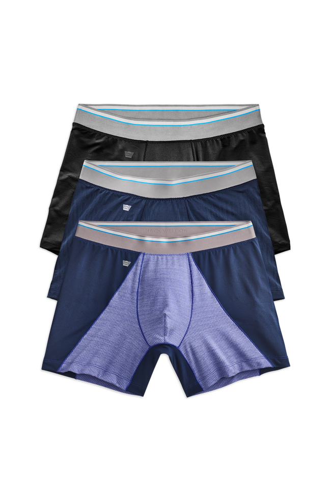 Front view of 3-pack Airknitx Boxer Brief in Ocean Floor