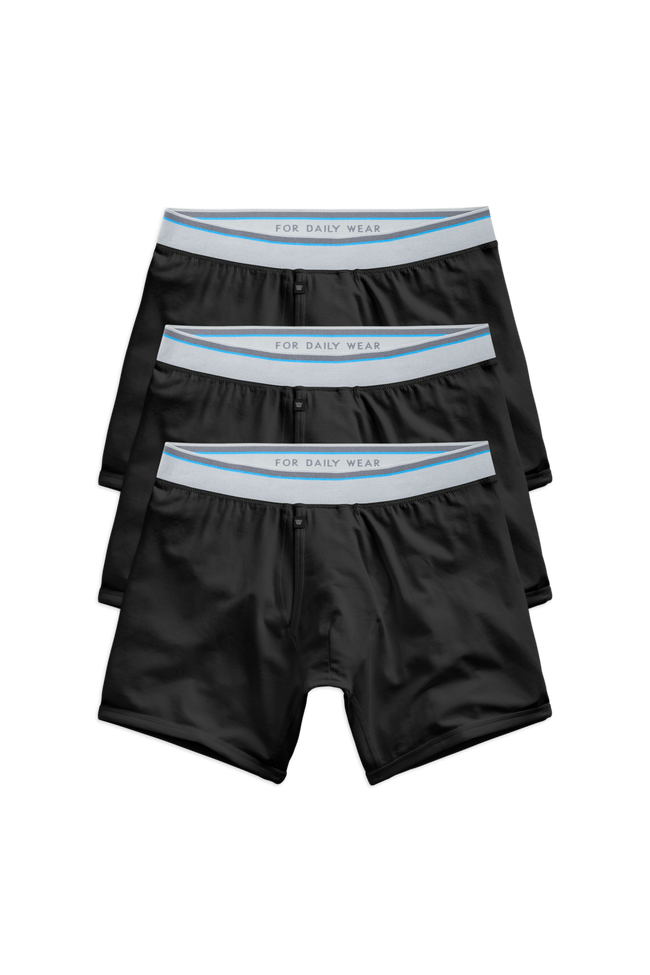 3-Pack 18-Hour Jersey Boxer Briefs in True Black