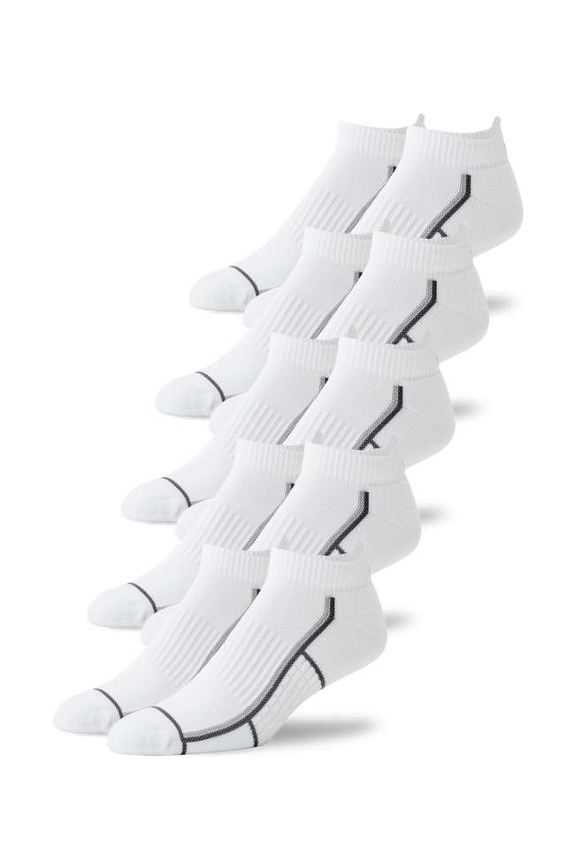 Front view of 5-Pack AIRKNITˣ High Ankle Socks in Bright White