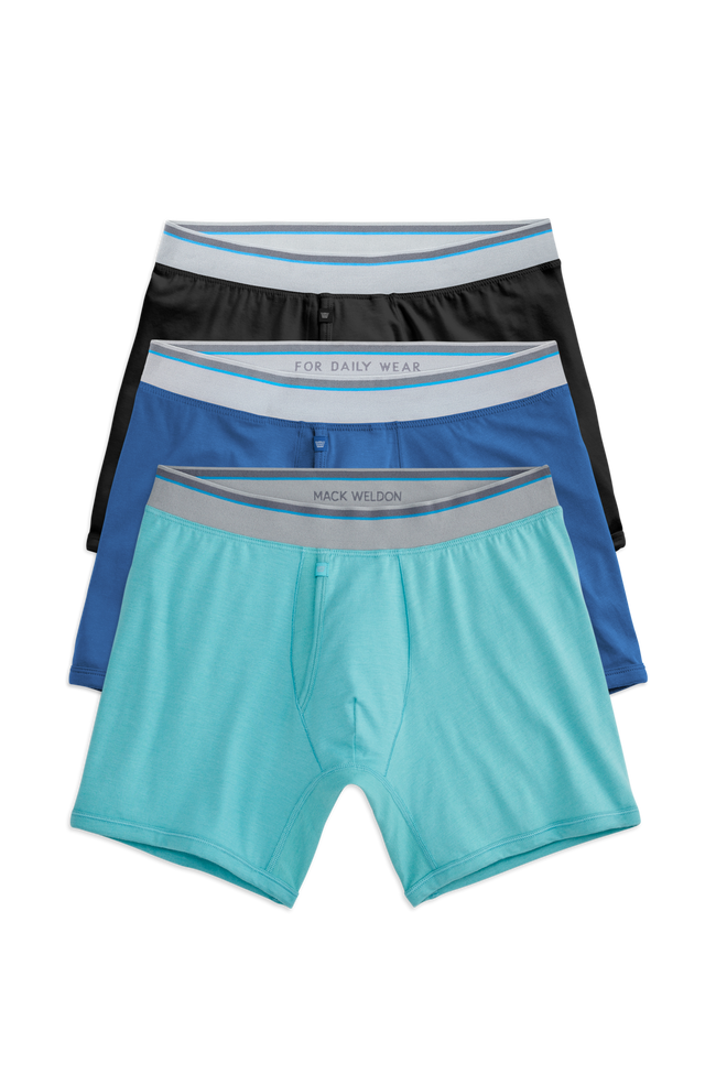 Front view of 3 pack 18 hour Jersey Boxer Brief in Free Swim