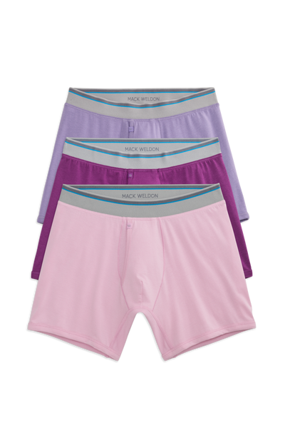 Front view of 3 pack 18 hour Jersey Boxer Brief in Flower Garden