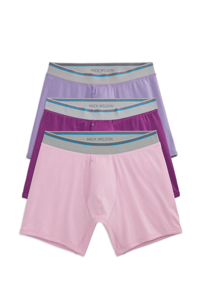 Front view of 3 pack 18 hour Jersey Boxer Brief in Flower Garden