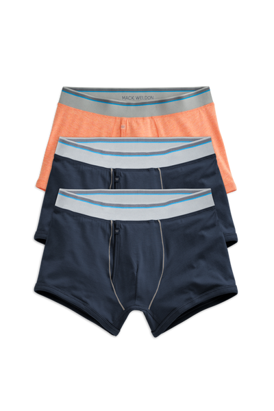 Front view of 18 Hour Jersey Trunk in Blue & Coral