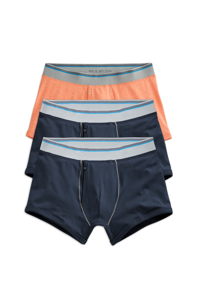 Front view of 18 Hour Jersey Trunk in Blue & Coral