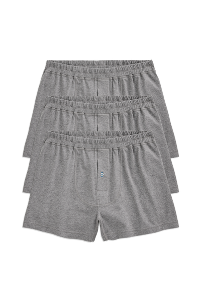 Front view of 18 Hour Jersey Knit Boxer in Medium Grey Heather