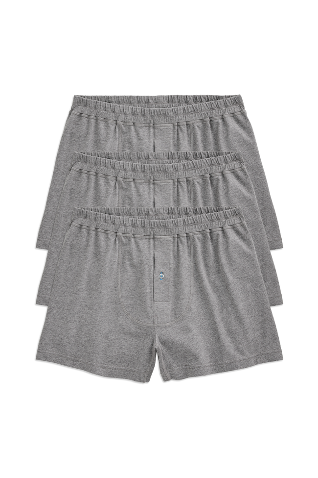 Front view of 18 Hour Jersey Knit Boxer in Medium Grey Heather