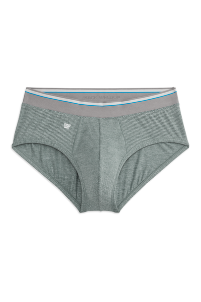 Front view of Airknitx Brief in Balsam Green Heather