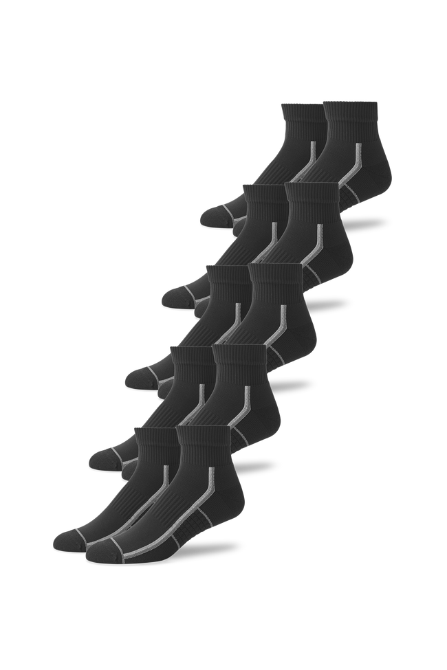 Front view of 5-Pack AIRKNITˣ High Ankle Socks in True Black