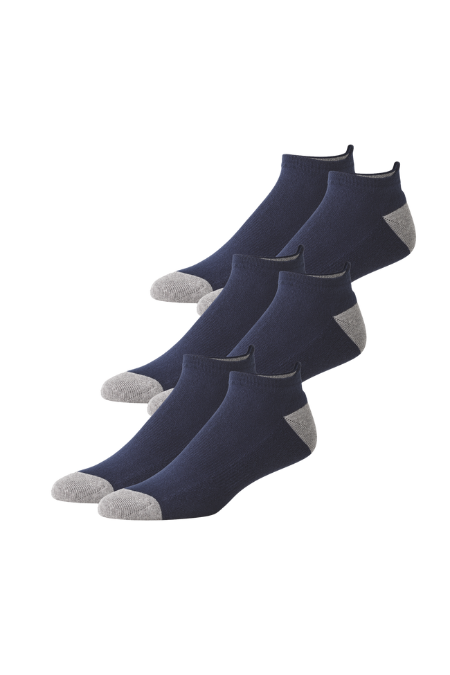 Front view of 3-Pack Everyday Ankle Sock in True Navy