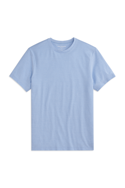 Chambray White Oxford | Front view of Silver Pique T-Shirt in Chambray White Oxford