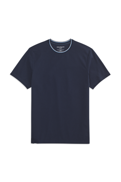 True Navy Tipped | Front view of Silver Pique T-Shirt in True Navy Tipped