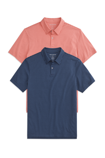 Front view of 2-Pack Pima T-Shirt Polo Navy Crosswind / Bermuda Sands