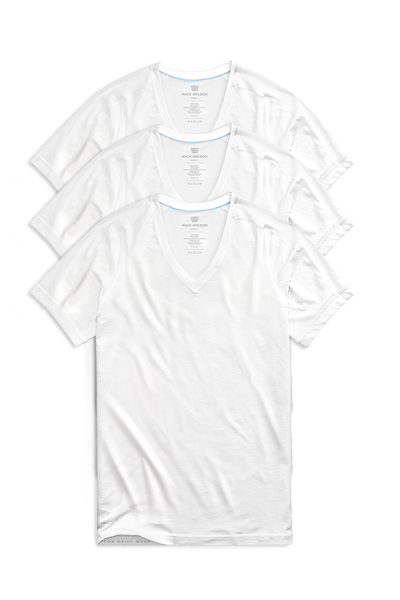 Front view of 3-Pack 18-Hour Jersey V-Neck Undershirt in Bright White
