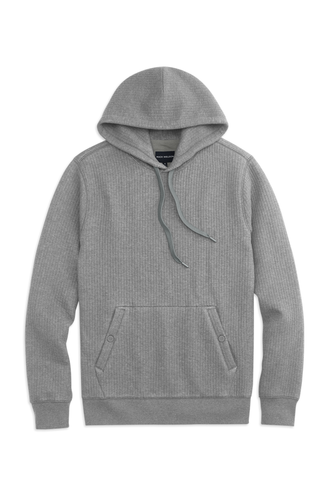 Front view of Quilted Rib Hoodie in Grey Heather