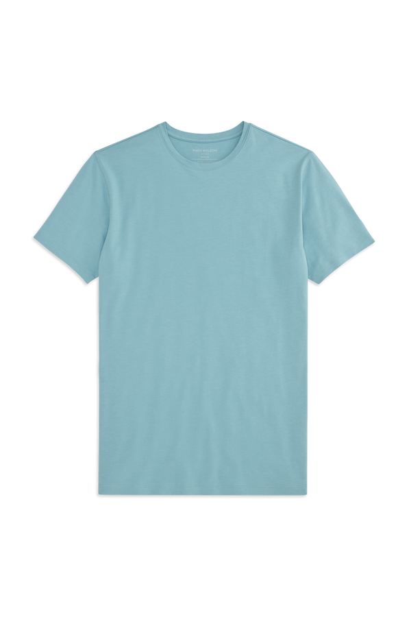 Front view of Silver Crew Neck T-shirt in Porcelain